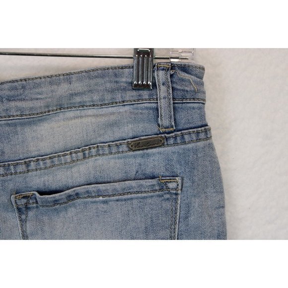 KanCan Los Angeles Skirt Women 5 / 26 Blue Distressed Denim Raw Hem Mini Casual - Picture 10 of 13